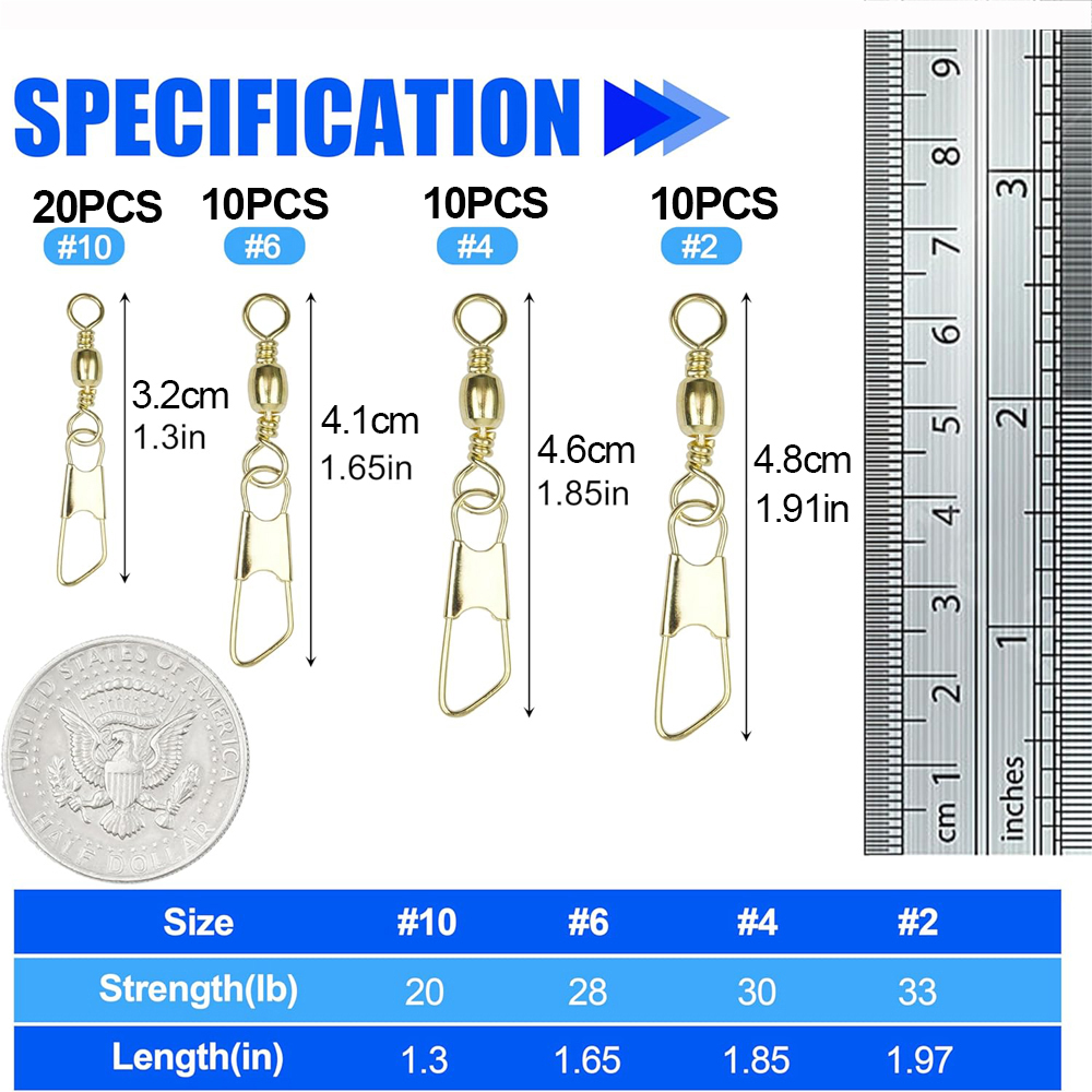 50Pcs Gold Fishing Barrel Swiv - Fishing Equipment Cheap 评论和价格