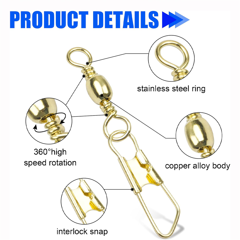 50Pcs Gold Fishing Barrel Swiv - Fishing Equipment Cheap 评论和价格